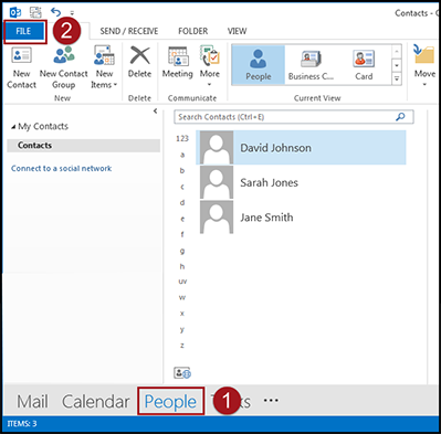 import csv contacts into outlook headers